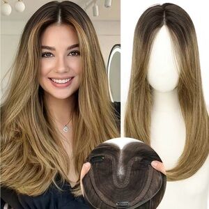 Hair Topper 22 inch Ombré Rooted Blonde with Layers